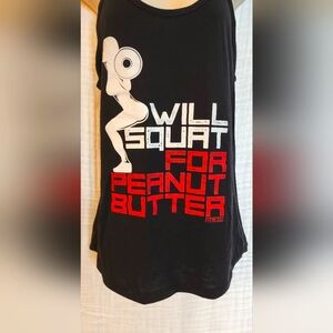 Women's Fitness racerback tank top in Black size L Will Squat for Peanut Butter